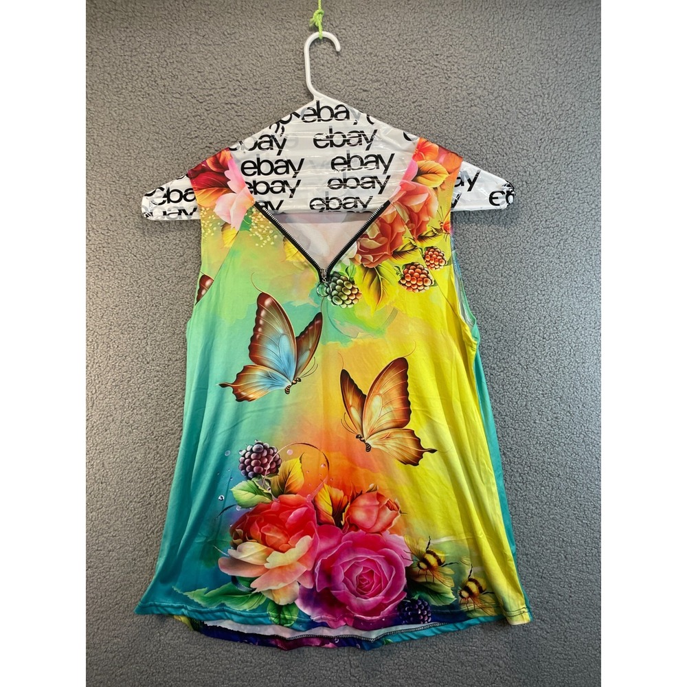 Women T Shirt Sleeveless Zipper Neck Loose Tops Casual Tunic Tank Tops 8XL
